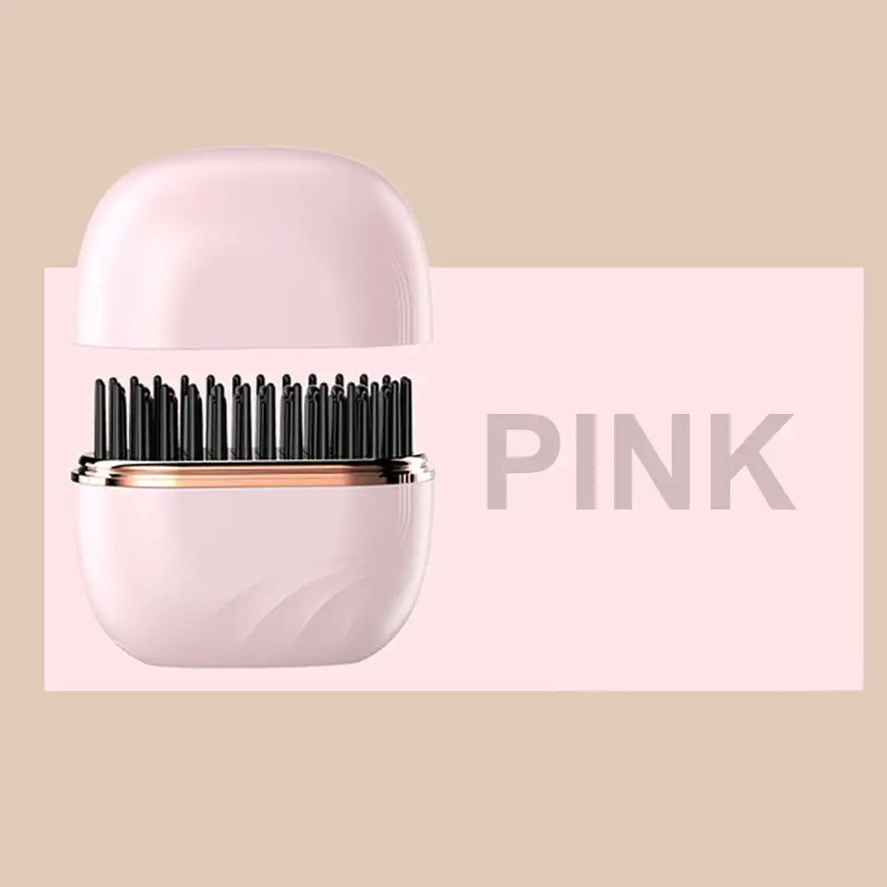 Electric Heating Hair Straightener Brush Portable Mini Hair Straightener 3 Temperature Hot Hair Comb Anti-Scald For Men & Women